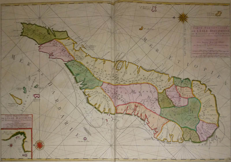afbeelding van kaart Carte particuliere de L´Isle Dauphine ou Madagascar et St Laurens van Pierre Mortier
