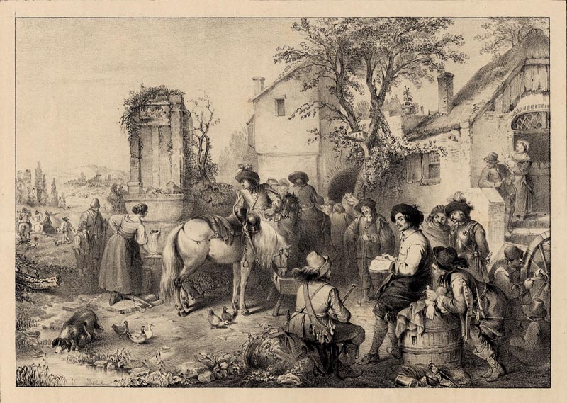 afbeelding van prent Étude de cheval van Jean Baptiste Madou naar Philips Wouwerman (Paard)