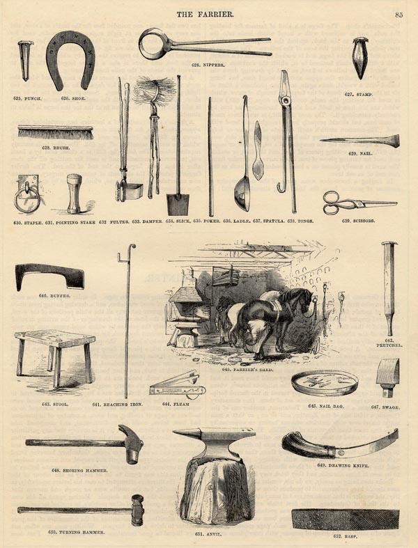 afbeelding van prent The farrier (hoefsmid) van nn (Paard)