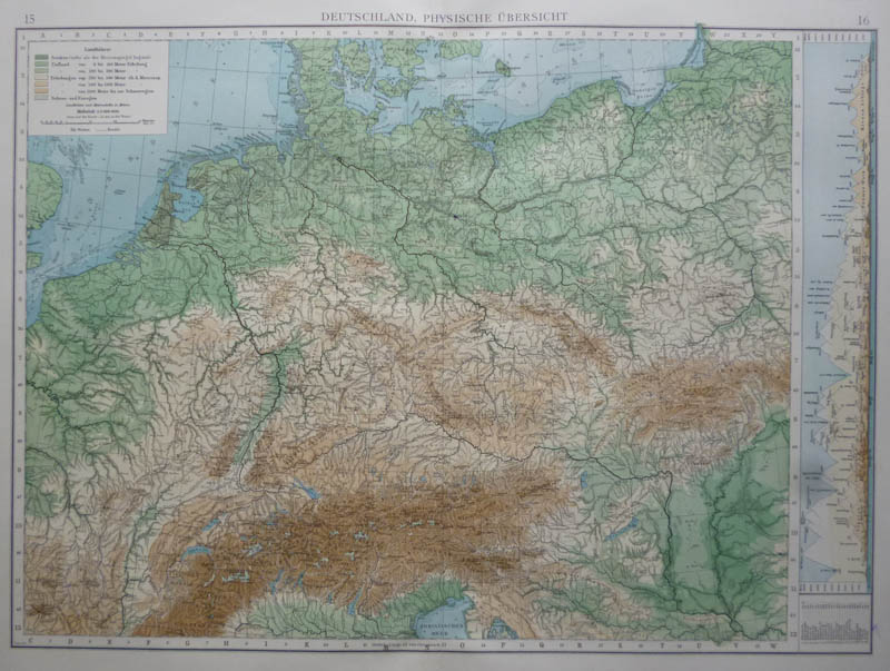 afbeelding van kaart Deutschland. Physische übersicht van Richard Andree