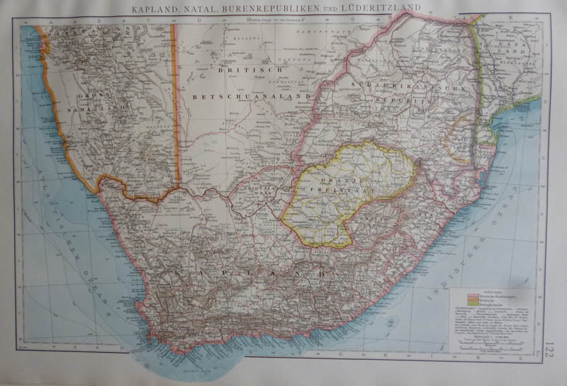 afbeelding van kaart Kapland, Natal, Burenrepubliken und Lüderitzland van Richard Andree