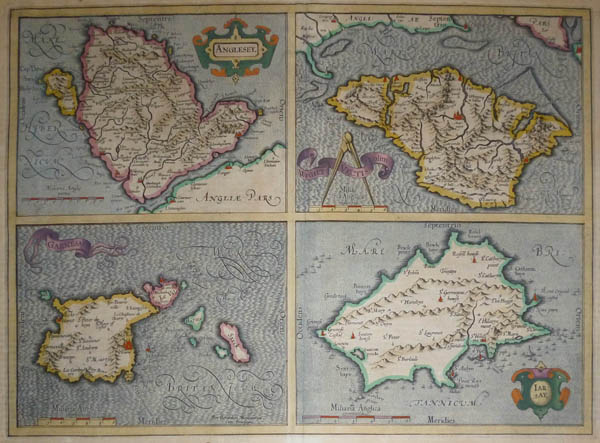 afbeelding van kaart Anglesey - Wight Vectis Olim - Iarsay- Garnesay van Mercator/Hondius