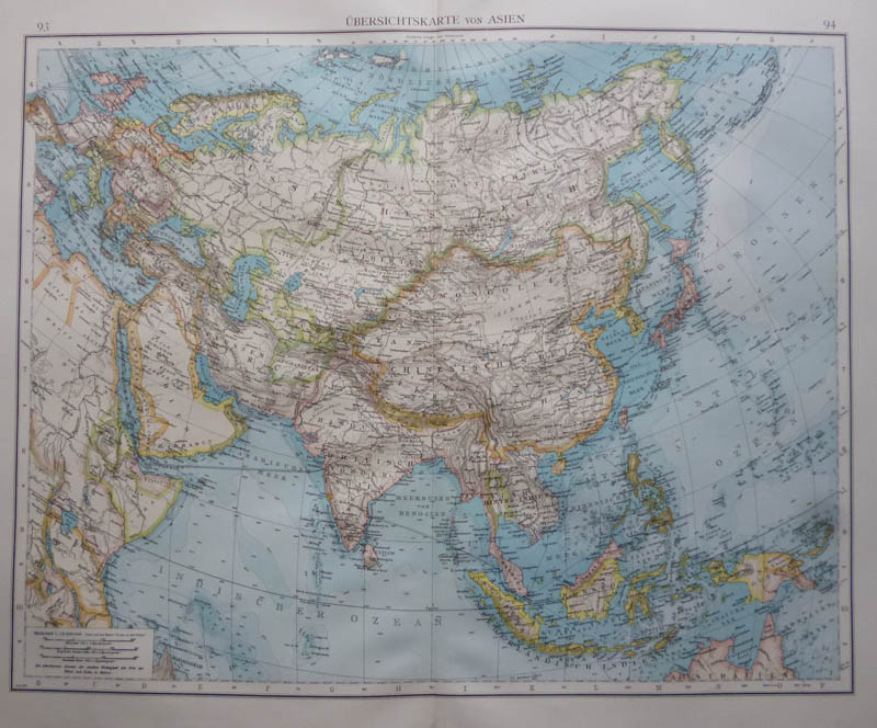 afbeelding van kaart übersichtskarte von Asien van Richard Andree