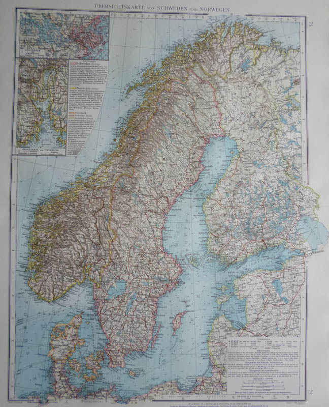afbeelding van kaart übersichtskarte van Schwedenund Norwegen van Richard Andree