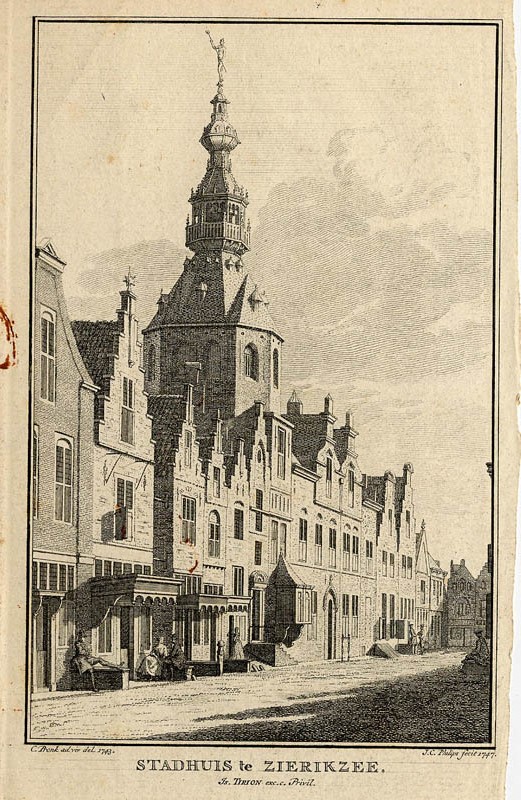 afbeelding van prent Stadhuis te Zierikzee van C. Pronk, J.C. Philips (Zierikzee)