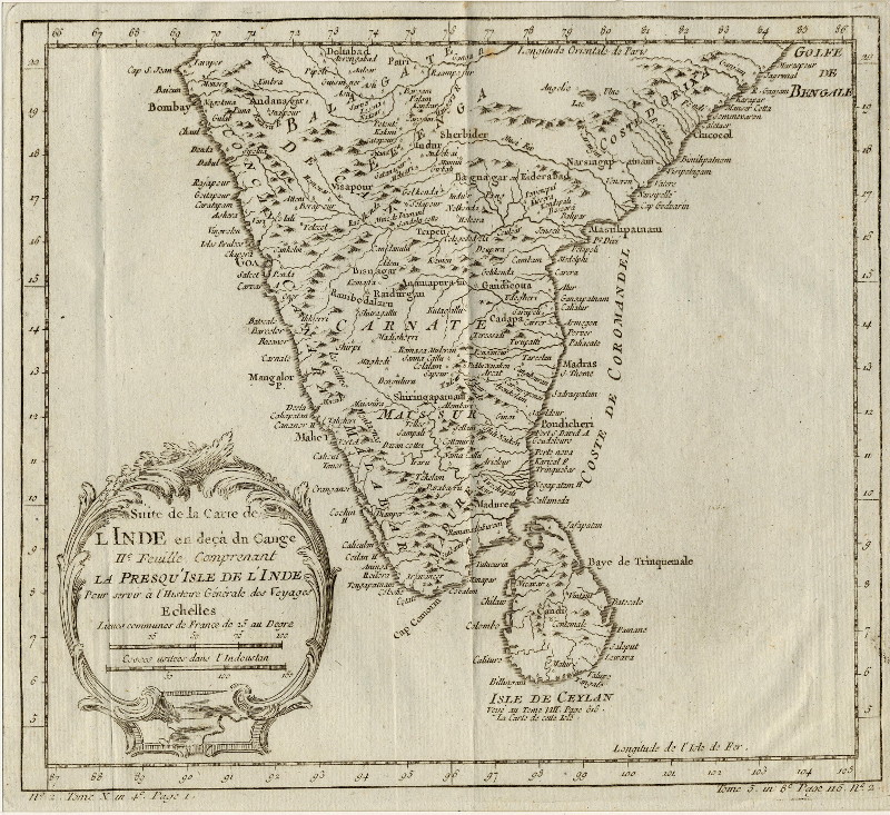 afbeelding van kaart Suite de la carte de l´Inde en dec� du Gange van Nicolas Bellin