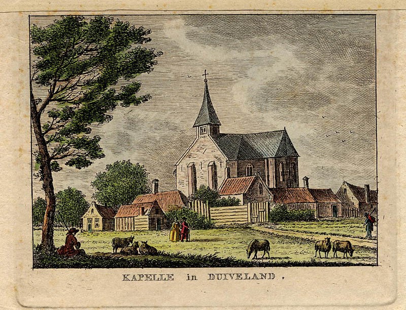 afbeelding van prent Kapelle in Duiveland van K.F. Bendorp, Jan Bulthuis (Kapelle, Capelle, Duiveland)