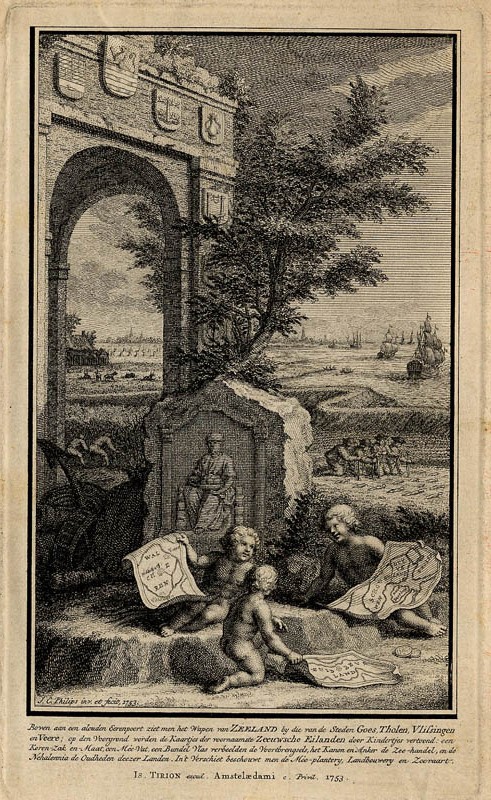 afbeelding van kaart Zeeland Frontespiece/titelpagina van i. Tirion, J.C. Philips