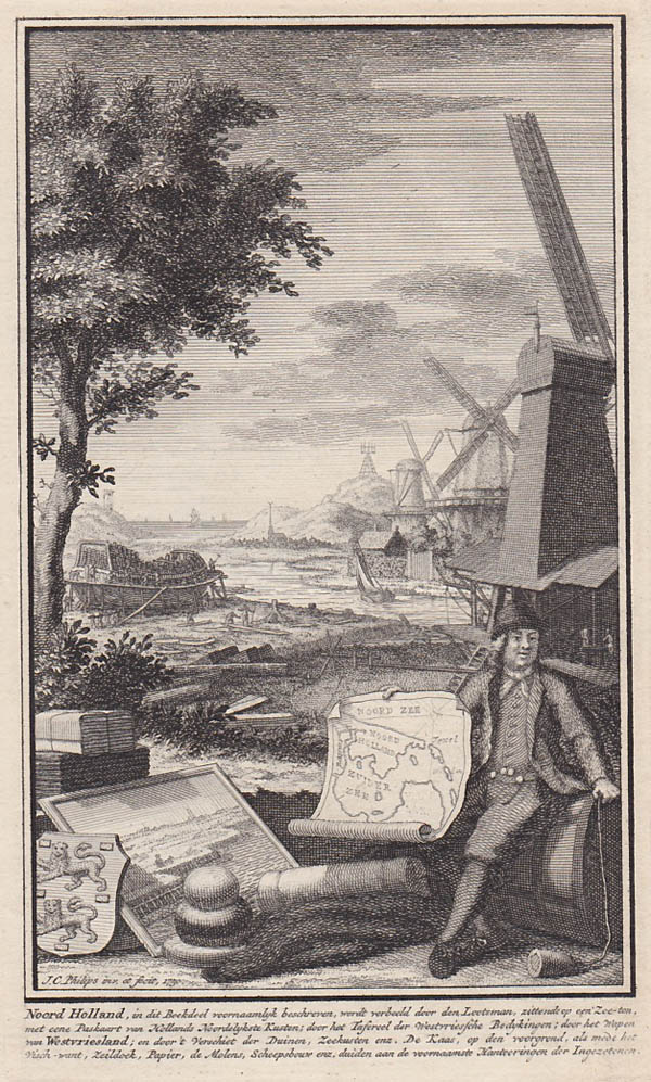 afbeelding van kaart Noord Holland Frontespiece/ titelpagina van J.C. Philips, Tirion