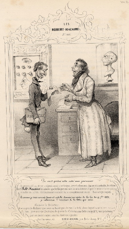 afbeelding van prent Robert Macaire - Tu vas porter cette note aux journaux van Honoré Daumier