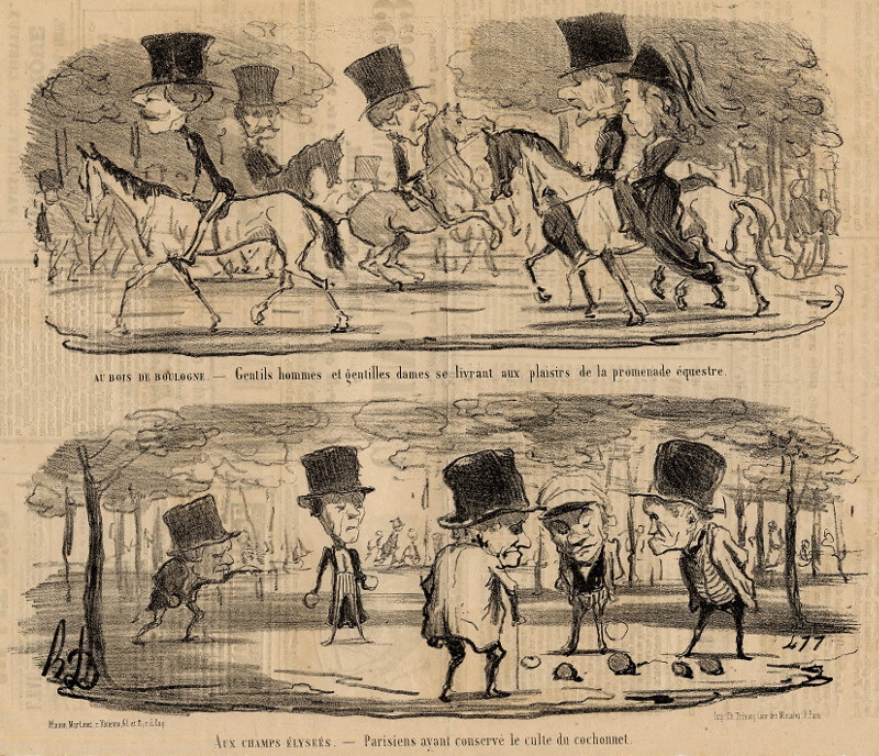 afbeelding van prent Au bois de boulogne - Aux Champs élyseés van Honoré Daumier