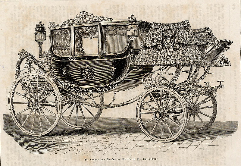 afbeelding van prent Galawagen des Grafen de Morny in St. Petersburg van nn (Koets, )