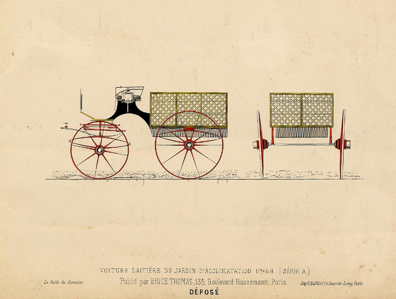 afbeelding van prent Voiture laitière du jardin d´acclimatation no.49 van nn (Koets, )