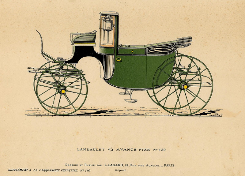 afbeelding van prent Landaulet 3/4 avance fixe no. 439 van nn (Koets, )