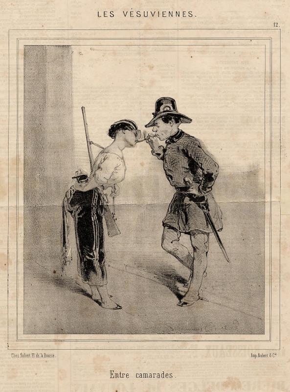 afbeelding van prent Les Vésuviennes, entre camarades van Edouard de Beaumont