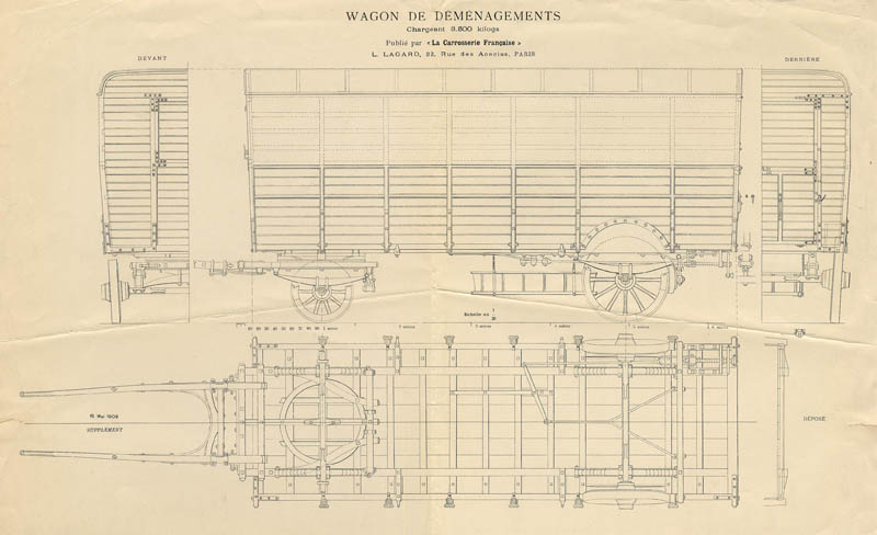 afbeelding van prent Wagon de déménagements van L. Lagard (Trein, )