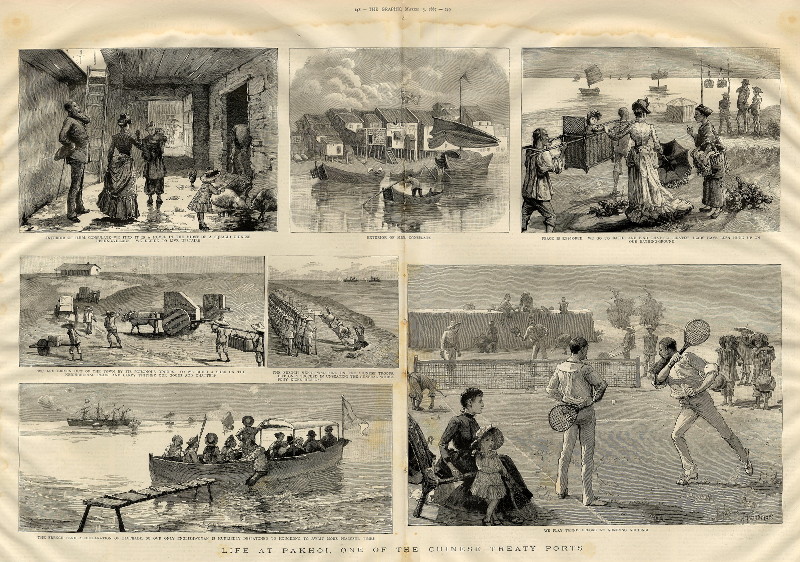 afbeelding van prent Life at Pakhoi, one of the Chinese treaty ports van J. Finnemore (, )