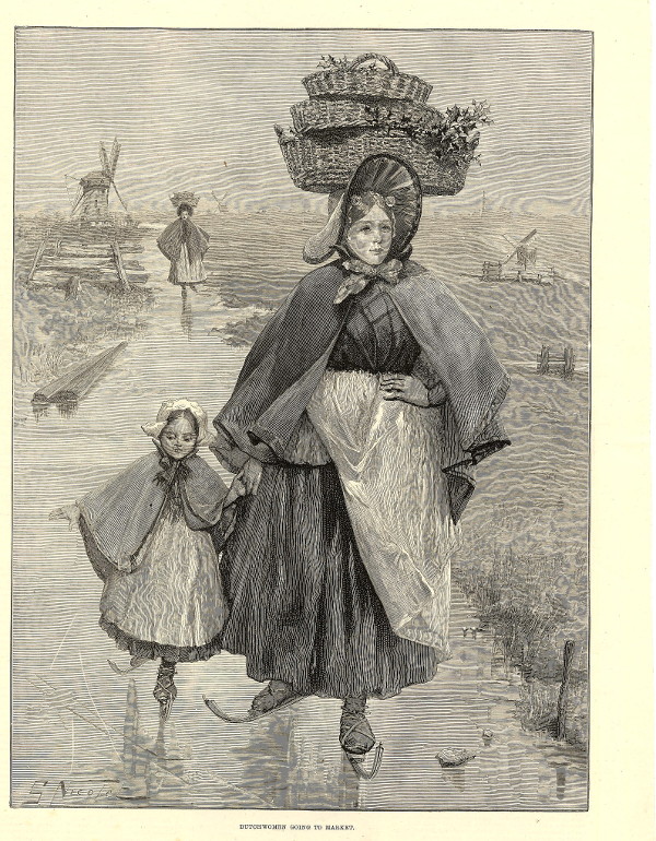 afbeelding van prent Dutchwomen going to market van S. Nicolet