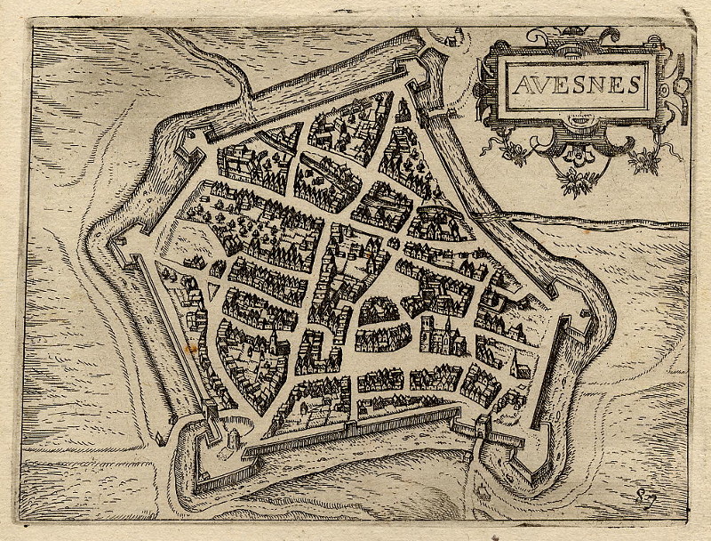 afbeelding van plattegrond Avesnes van Lodovico Guicciardini (Avesnes-sure-Helpe)