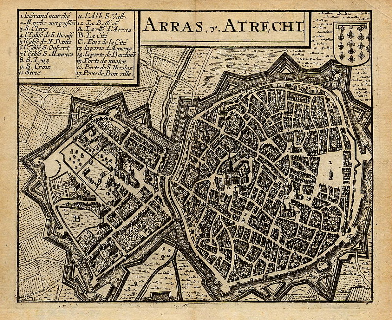afbeelding van plattegrond Arras v. Atrecht van mogelijk Ludovico Guicciardini (Arras)