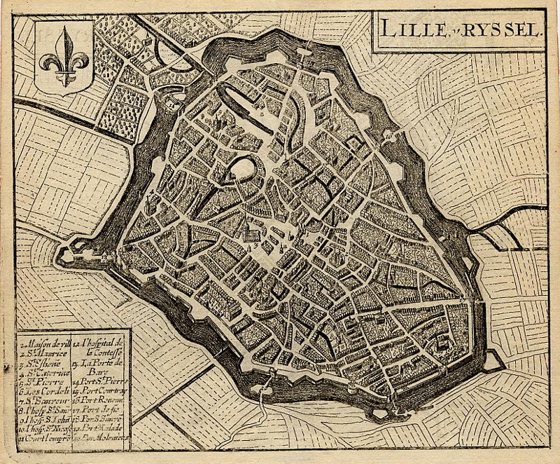 afbeelding van plattegrond Lille - Rijssel van Lodovico Guicciardini (Lille)