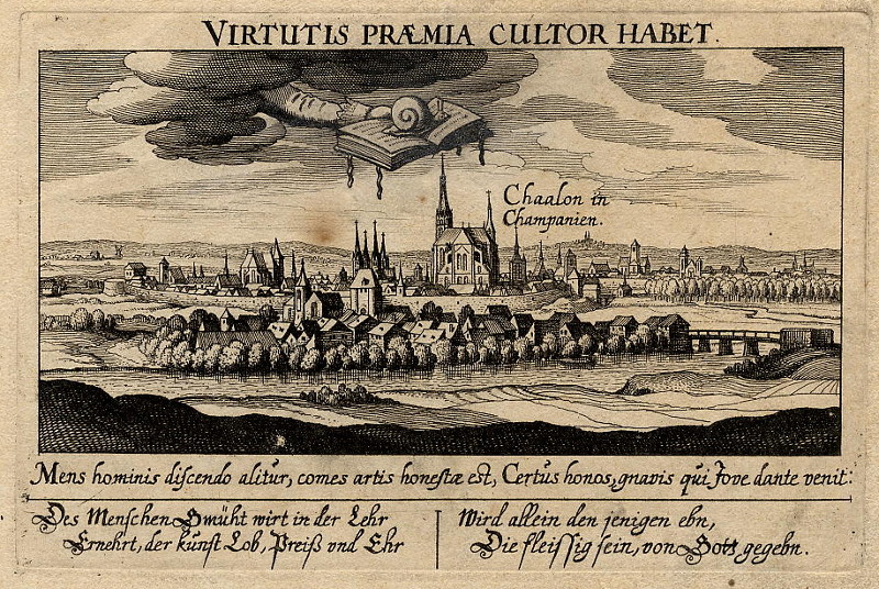 afbeelding van prent Virtutis praemia cultur habet van Daniel Meisner (Chalons-en-Champagne)