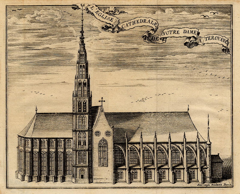 afbeelding van prent Léglise cathedrale de Notre Dame a Terouane van Harrewijn (Thérouanne / Terwaan)