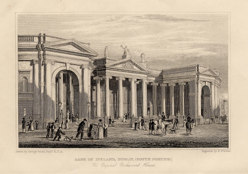 afbeelding van prent Bank of Ireland, Dublin (South Portico), The original Parliament House van B. Winkles, naar George Petrie (Dublin) afbeelding van prent Bank of Ireland, Dublin (South Portico), The original Parliament House van B. Winkles, naar George Petrie (Dublin)