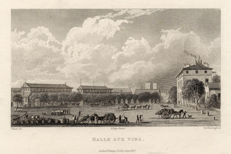 afbeelding van prent Halle aux  vins van M.S. Barrenger, T. Nash (Parijs)
