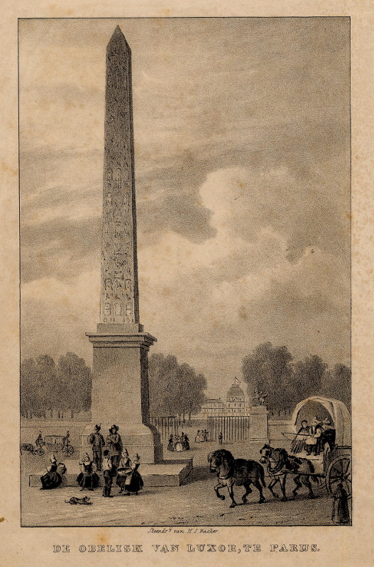 afbeelding van prent De obelisk van Luxor, te Parijs van H.J. Backer (Parijs)
