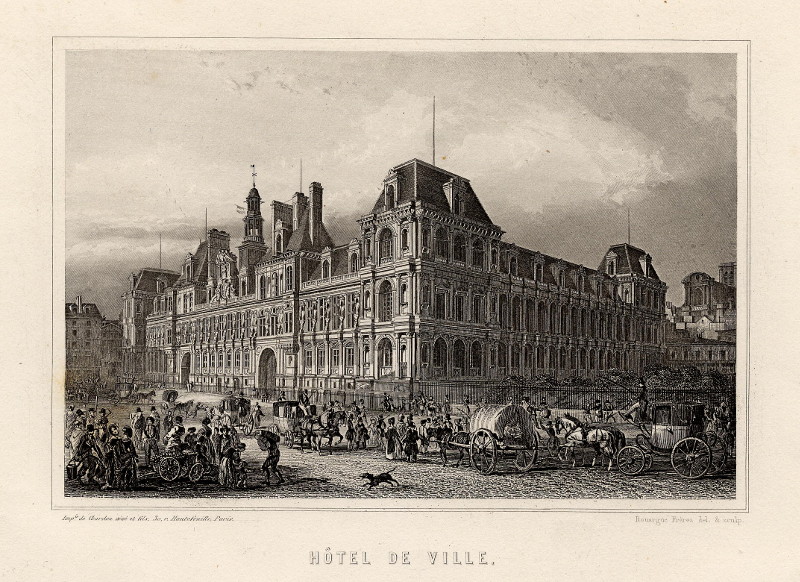 afbeelding van prent Hotel de Ville van Gebr. Rouargue (Parijs)