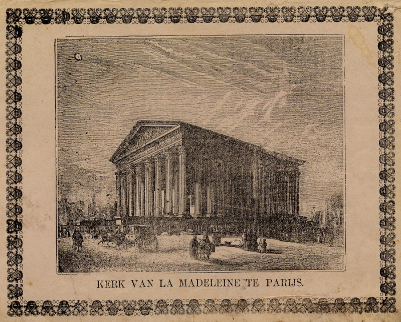 afbeelding van prent Kerk van la Madeleine te Parijs van nn (Parijs)