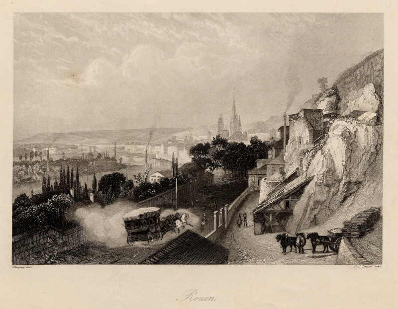 afbeelding van prent Rouen van A.H. Payne, naar Chapuy (Rouen)