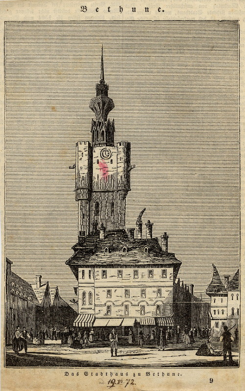 afbeelding van prent Das Stadthaus zu Bethune van nn (Béthune)