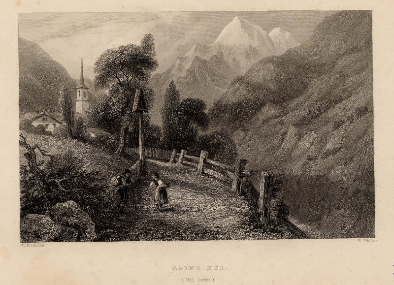 afbeelding van prent Saint Foi (Val Isere) van R. Wallis, W. Brockedon (Sainte-Foy-Tarentaise)