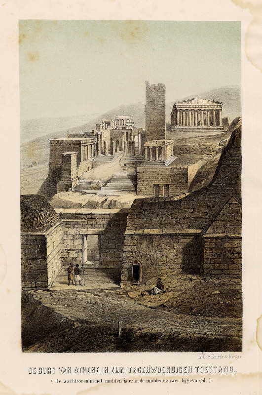 afbeelding van prent De burg van Athene in zijn tegenwoordigen toestand van Emrik & Binger (Athene)