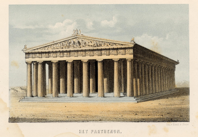 afbeelding van prent Het Parthenon van nn (Athene)