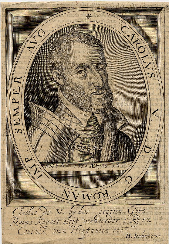 afbeelding van prent Carolus de V bij der gratien Gods Rooms Keijser altijt vermeerder ś Rijcx Coninck van HIspanien van Hillebrant Jacobsz van Wouw (Adel,)