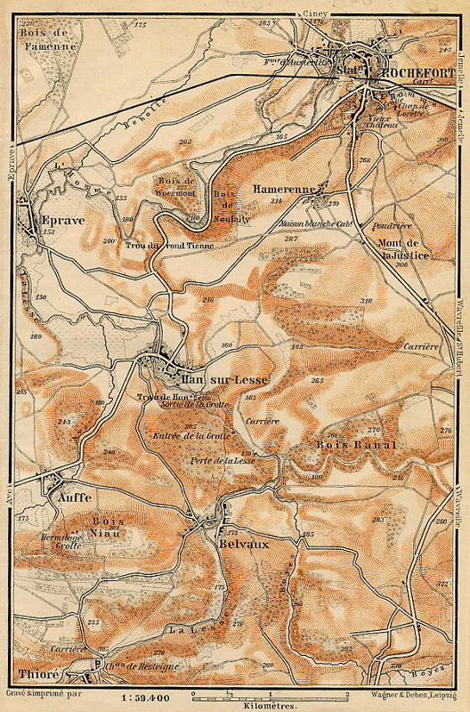 afbeelding van kaart Rochefort, Eprave, Han sur-Lesse, Auffe, Belvaux, Thioré van nn