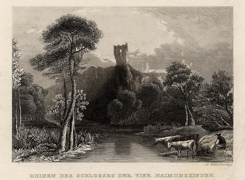 afbeelding van prent Ruinen des Schlosses der vier Haimonskinder van Wolff (Poilvache)