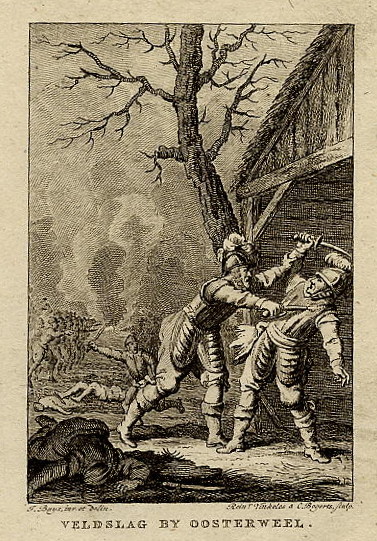 afbeelding van prent Veldslag bij Oosterweel van R. Vinkeles en C. Bogerts naar J. Buys