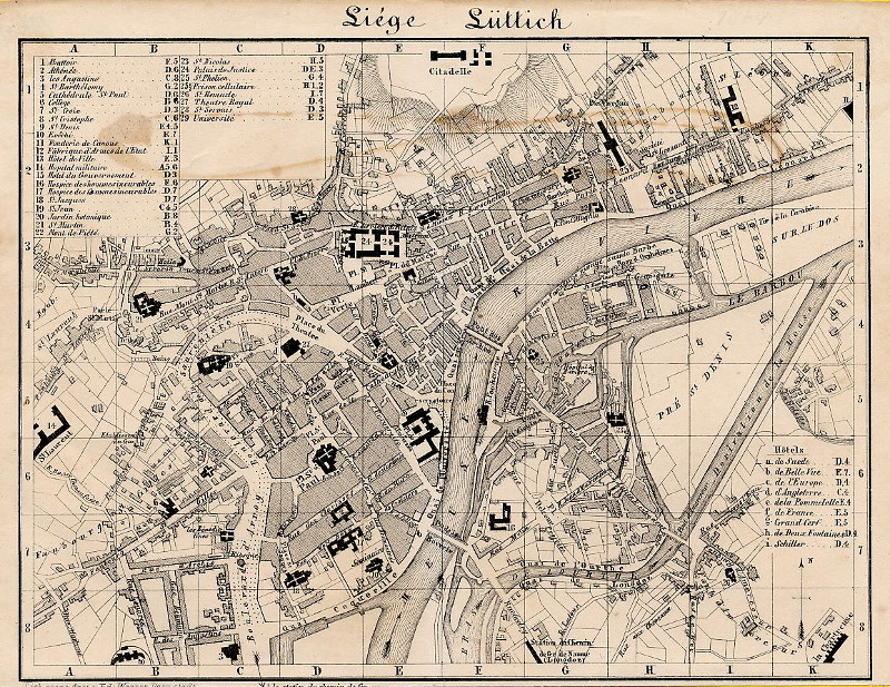 afbeelding van plattegrond Liege Luttich van E. Wagner (Luik)