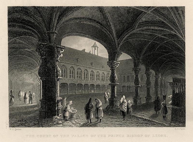 afbeelding van prent The court of the palace of the Prince Bishop of Liege van A.H. Payne naarW.H. Bartlett (Luik)
