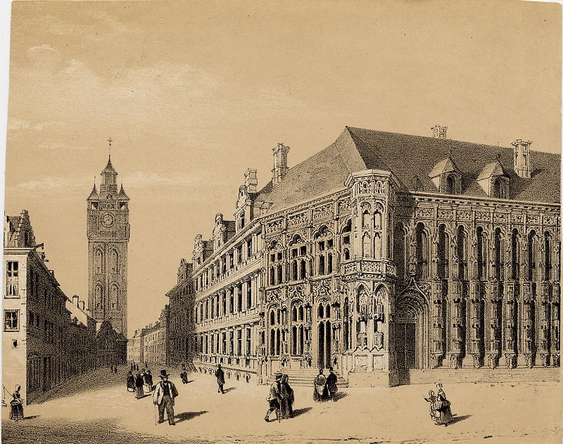 afbeelding van prent Hotel de Ville, Ghent van nn (Gent)