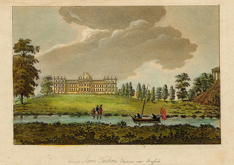 afbeelding van prent Prince Saxen Teschen´s Chateau near Brussels van Samuel Ireland (Brussel)