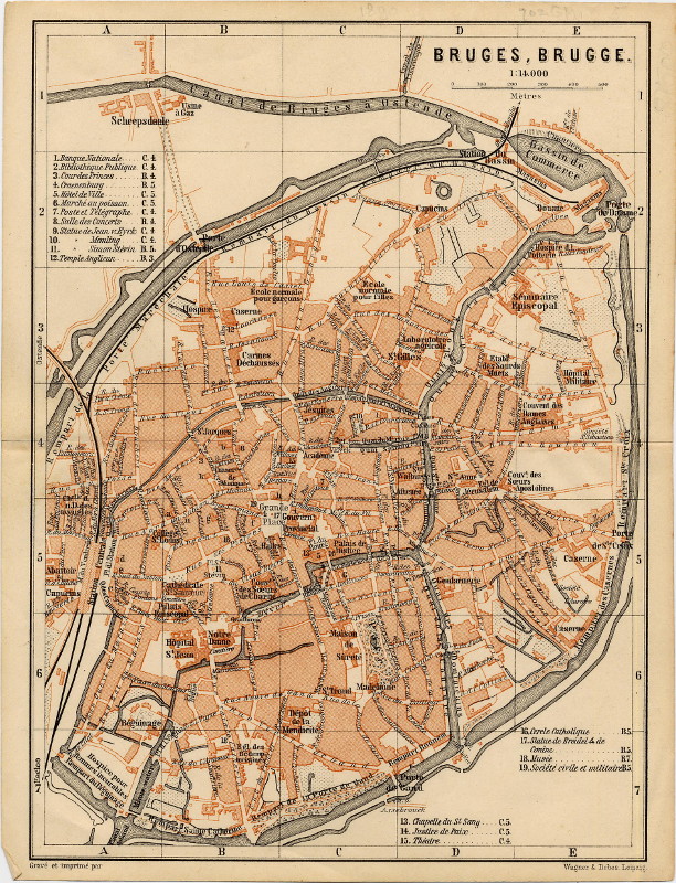 afbeelding van plattegrond Bruges, Brugge van E. Wagner &  E. Debes (Brugge)