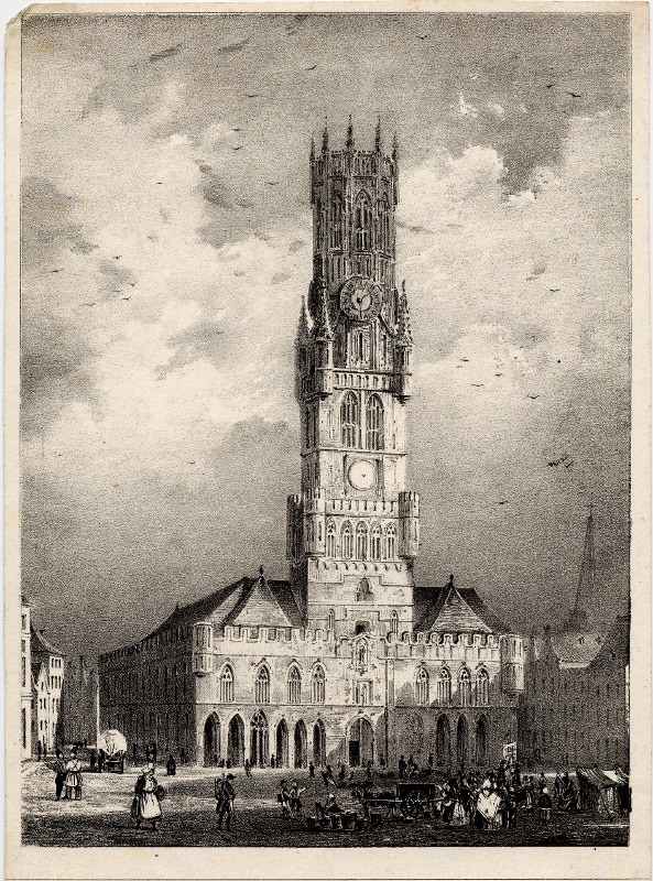 afbeelding van prent Vue de la Tour de Bruges van G.P. vanden Burggraaff (Brugge)
