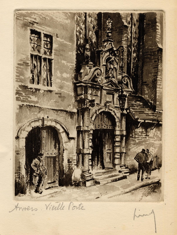 afbeelding van prent Antwerp, Vieille Porte van nn (Antwerpen)