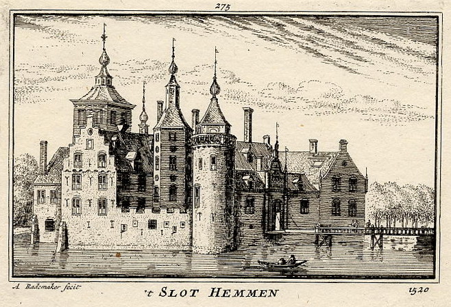afbeelding van prent ´t Slot Hemmen van A. Rademaker (Hemmen)
