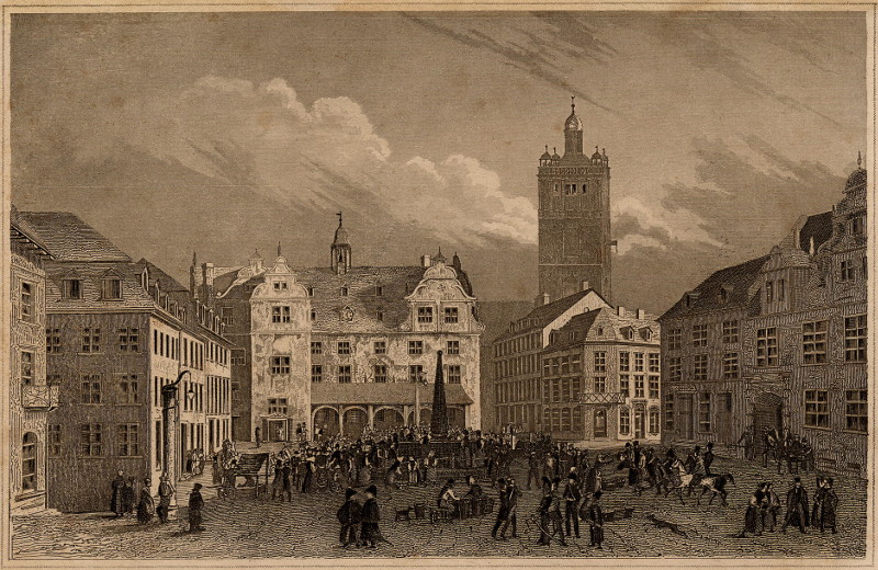 afbeelding van prent Der Markt in Darmstadt van nn (Darmstadt)